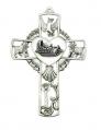  Pewter Baby Wall Cross White (5") 